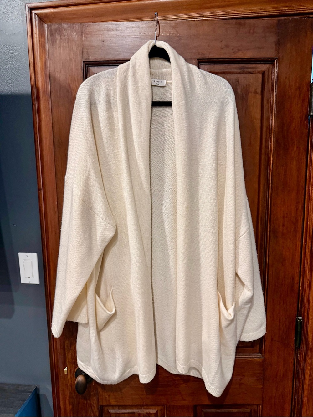 Aritzia Cream Open-Front Shawl Collar Cardigan